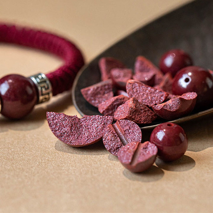 Pulsera de hilo trenzado hecha a mano con cuentas de cinabrio natural de plata de ley 925 con Buddha Stones - image 16