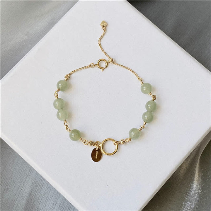 Pulsera con cuentas de suerte llena de oro de 14 quilates con jade hetiano natural único de Buddha Stones - image 10