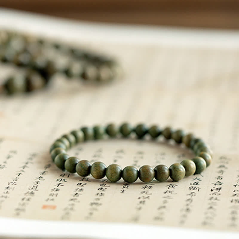 Pulsera de curación calmante de sándalo verde tibetano