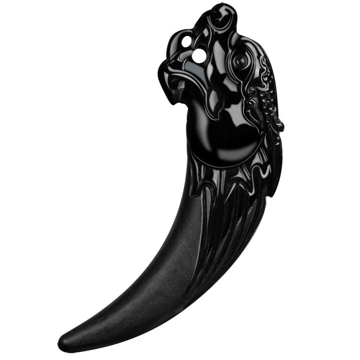 Colgante de collar de protección con patrón de dientes de dragón del zodíaco chino de Jade negro Natural con Buddha Stones - image 8