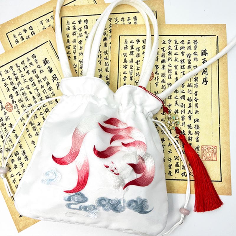Buddha Stones Suzhou bordado Lotus Deer Epiphyllum peonía conejo algodón lino bolso bandolera bolso de hombro