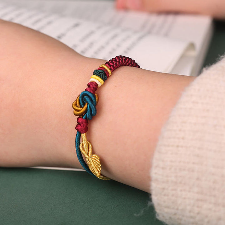 Pulsera de cuerda de la suerte con nudo de mandala hecha a mano tibetana con Buddha Stones - image 4