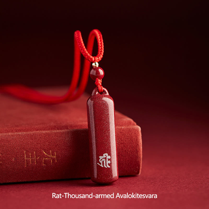 Colgante de collar de cadena de protección con amuleto de cinabrio de Buda natal del zodiaco chino - Rojo - Avalokitesvara de las Mil Brazos - image 20