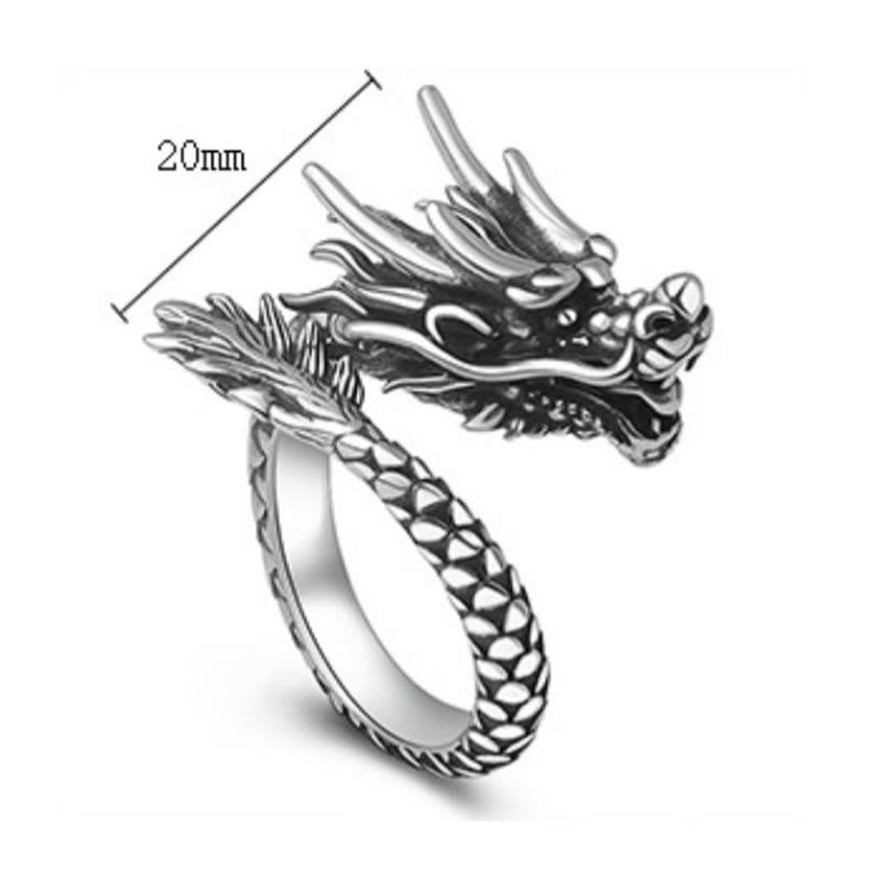 Anillo ajustable de plata de ley 990 con Buddha Stones , diseño de dragón vintage, protección de la suerte y fuerza - image 10