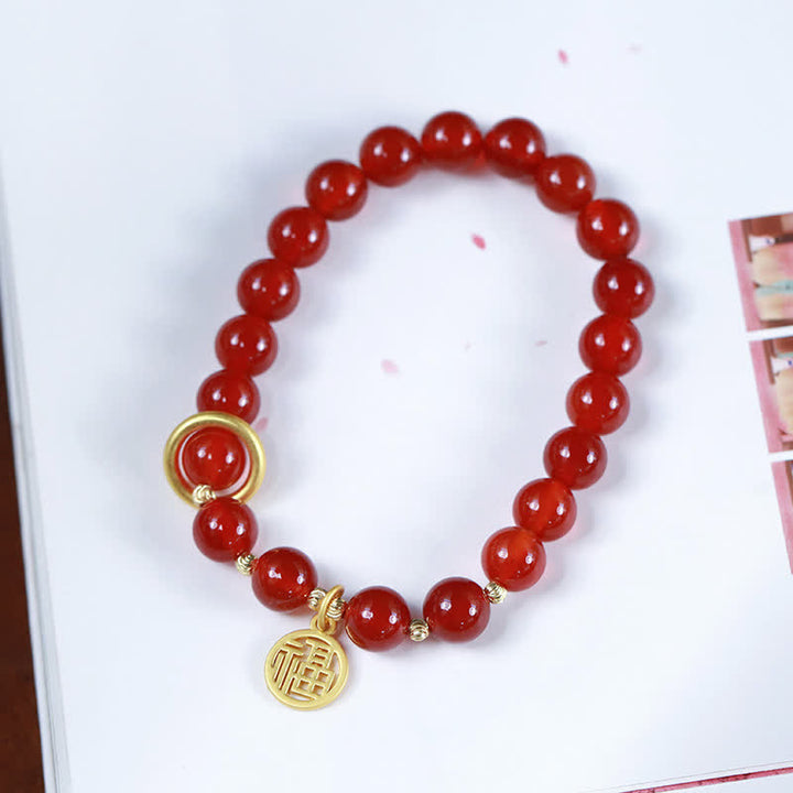 Pulsera de confianza con letras de bendición de ágata roja natural