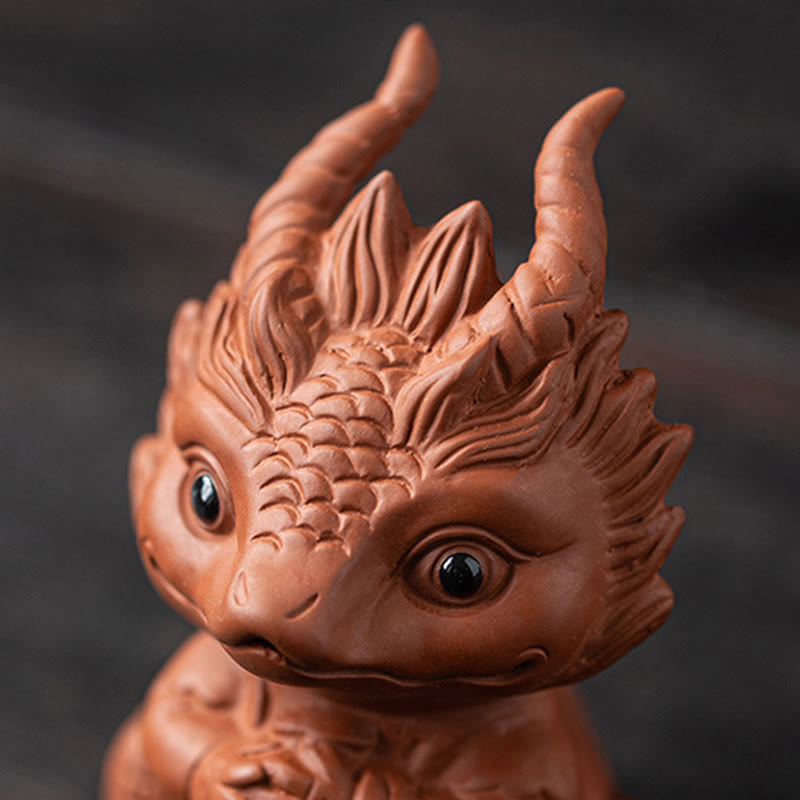 Buddha Stones, dragón de la suerte, riqueza, té, mascota, figura decorativa de arcilla púrpura, decoración