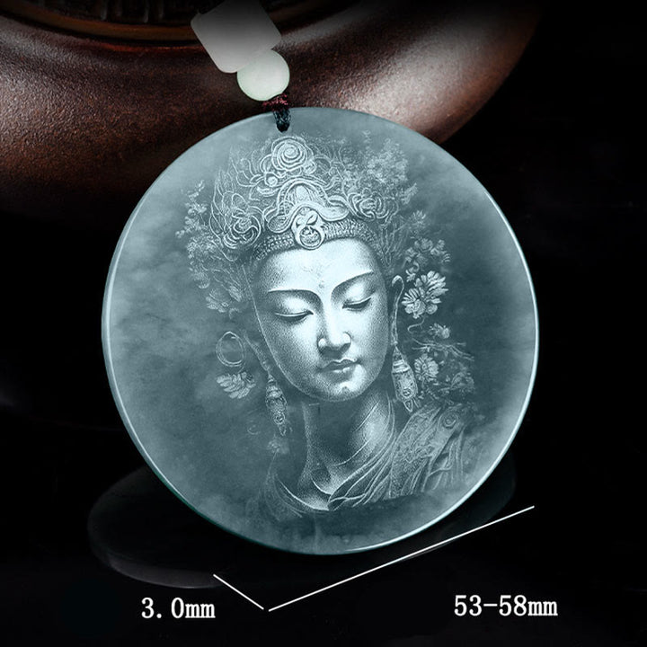 Buddha Stones Kwan Yin Avalokitesvara Jade Abundancia Cadena Collar Colgante
