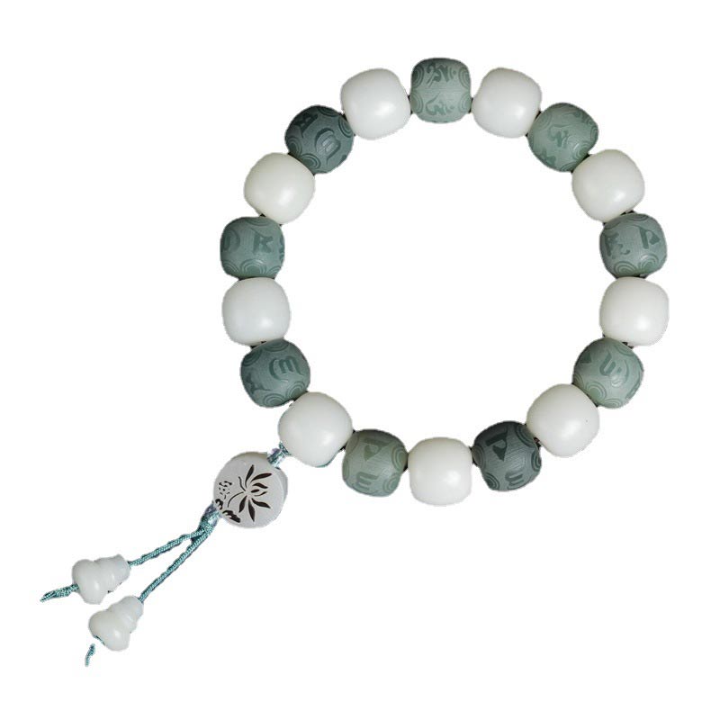 Pulsera de protección de seis palabras verdaderas Bodhi blanco con Buddha Stones