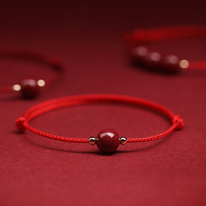 Pulsera tobillera con cuentas de cinabrio de la suerte naturales con Buddha Stones