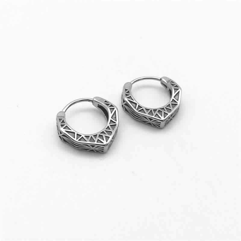 Pendientes de equilibrio de acero y titanio con aro vikingo