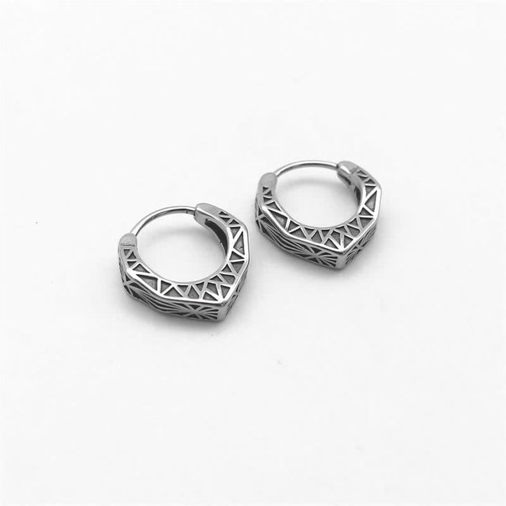 Pendientes de equilibrio de acero y titanio con aro vikingo