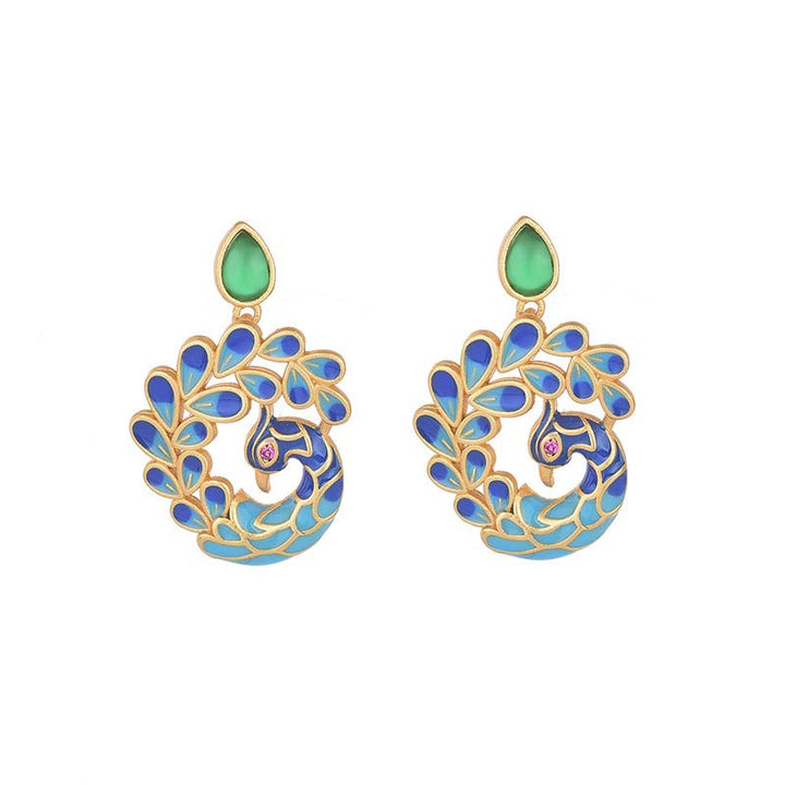 Pendientes de fortuna de ágata verde pavo real blanco natural