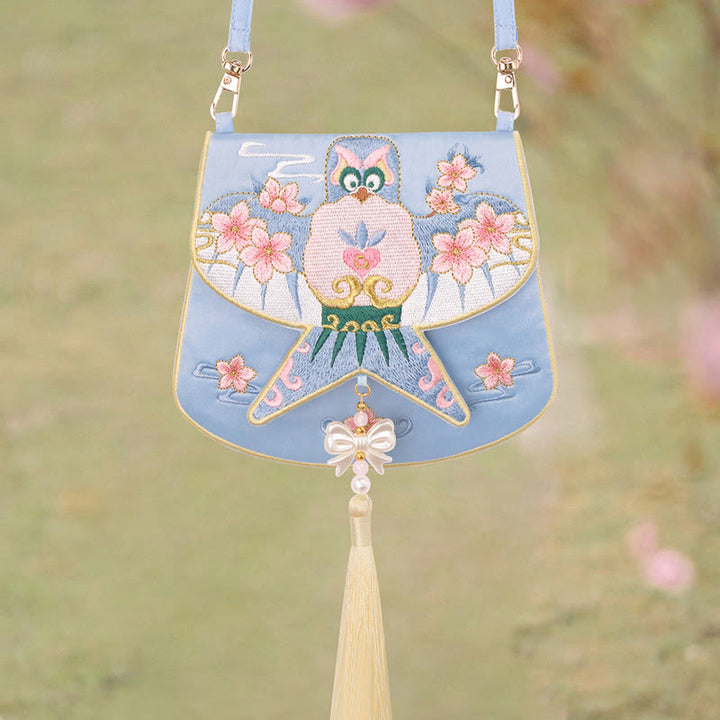 Buddha Stones suerte bordado loto Koi pez conejo flor Hanfu bolso bandolera bolso de hombro