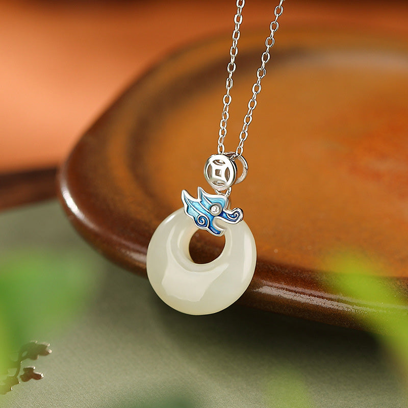 Buddha Stones, Plata de Ley 925 chapada en oro, Año del Dragón, Jade hetiano, hebilla de la paz, moneda de cobre, colgante de collar de abundancia