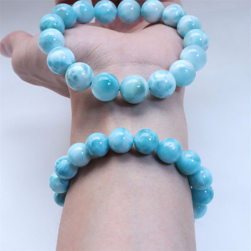 Pulsera de confianza de sabiduría de Larimar natural con Buddha Stones