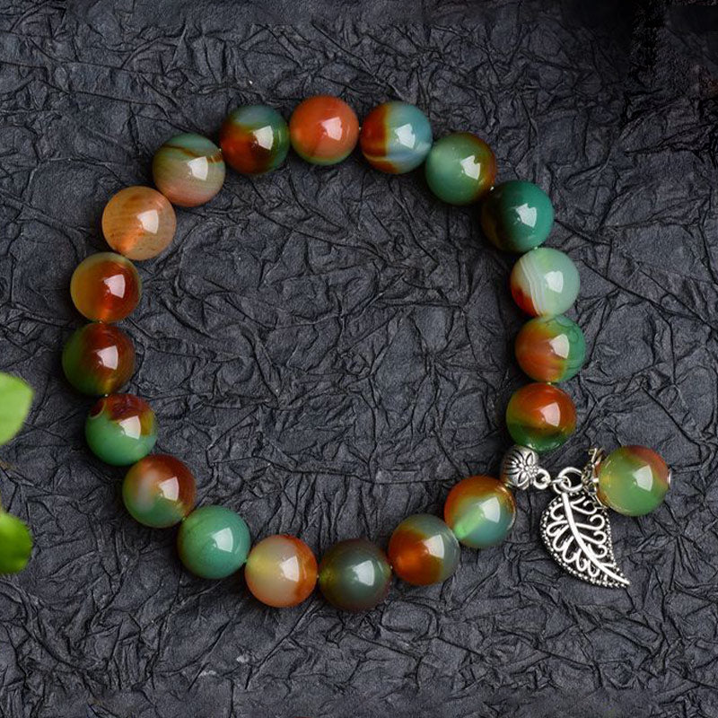 Pulsera curativa de ágata verde natural tibetana con Buddha Stones