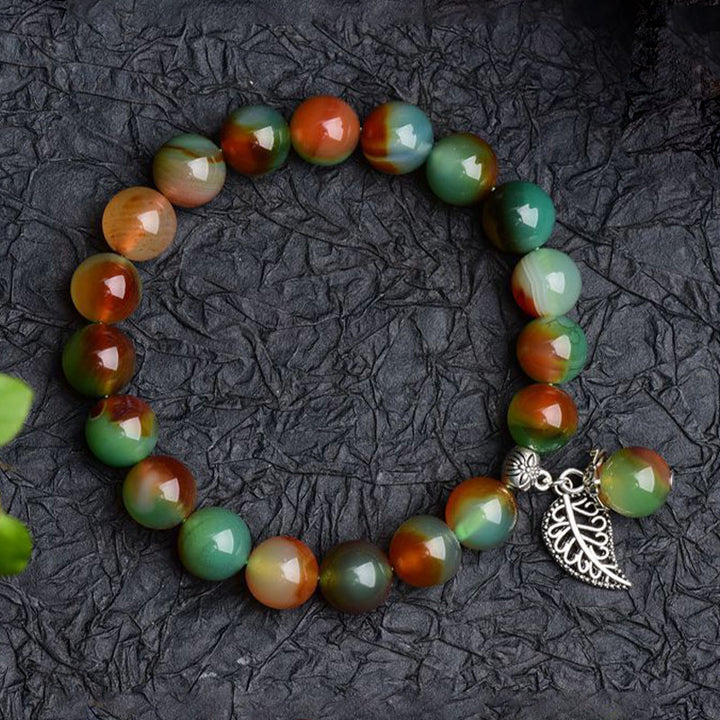 Pulsera curativa de ágata verde natural tibetana con Buddha Stones