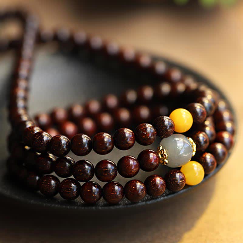 Pulsera de plata de ley 925 con Buddha Stones , hoja pequeña india, sándalo rojo, jade gris hetiano, ámbar, estrella dorada