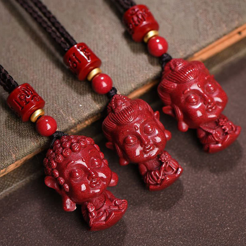 Buddha Stones zodiaco chino Buda Natal amuleto de cinabrio Natural mantener alejado los espíritus malignos COLLAR COLGANTE