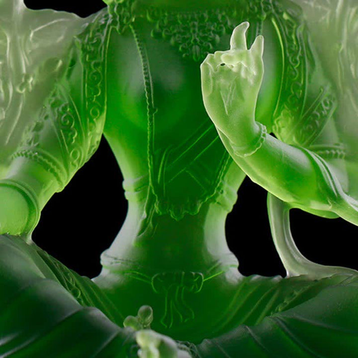 Bodhisattva Tara Verde hecho a mano Liuli Crystal Art Piece Protección Hogar Oficina Estatua Decoración - image 3