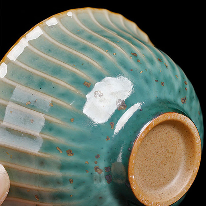 Taza de té y platillo con tapa, cerámica Gaiwan Sancai, cambio de horno de esmalte Retro, Buddha Stones , Kung Fu - image 14