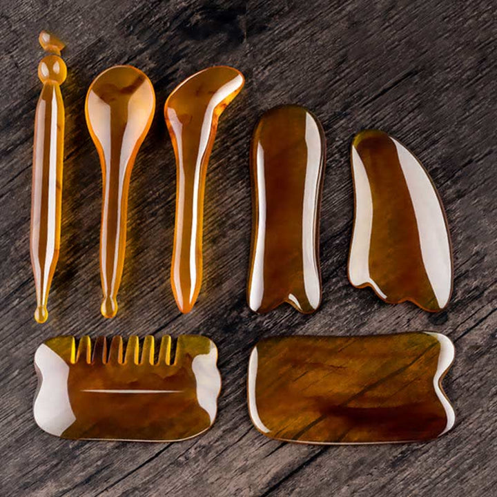 Juego de herramientas de peine para masaje facial de resina Gua Sha para todo el cuerpo