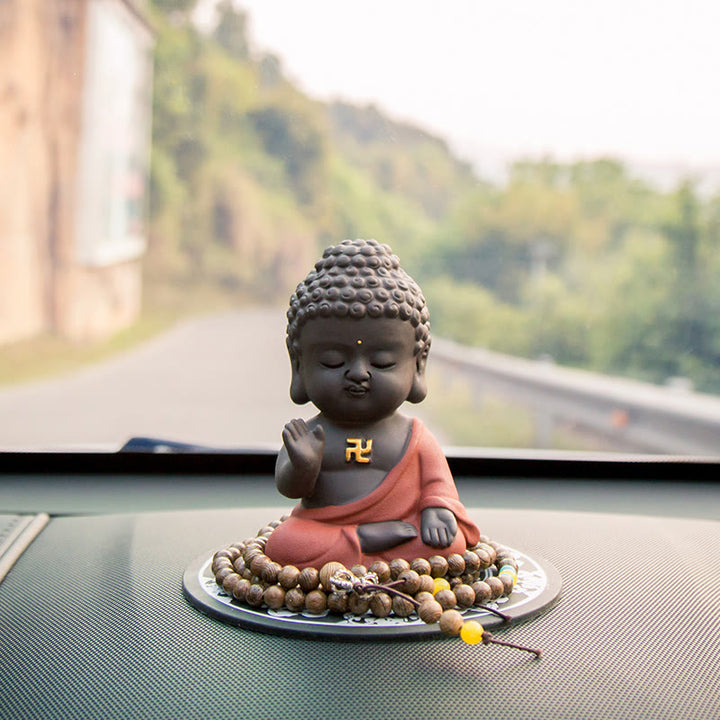 Buddha Stones Pequeño Buda Serenidad Arcilla Púrpura Decoración de Escritorio para el Hogar - image 7