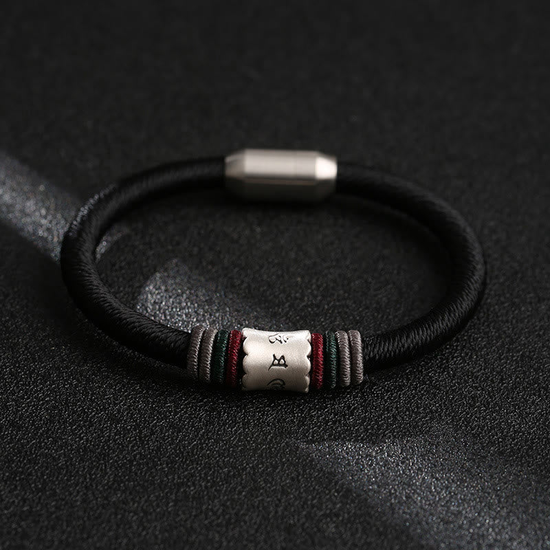 Pulsera con hebilla magnética de plata de ley 999 con Buddha Stones Om Mani Padme Hum Peace