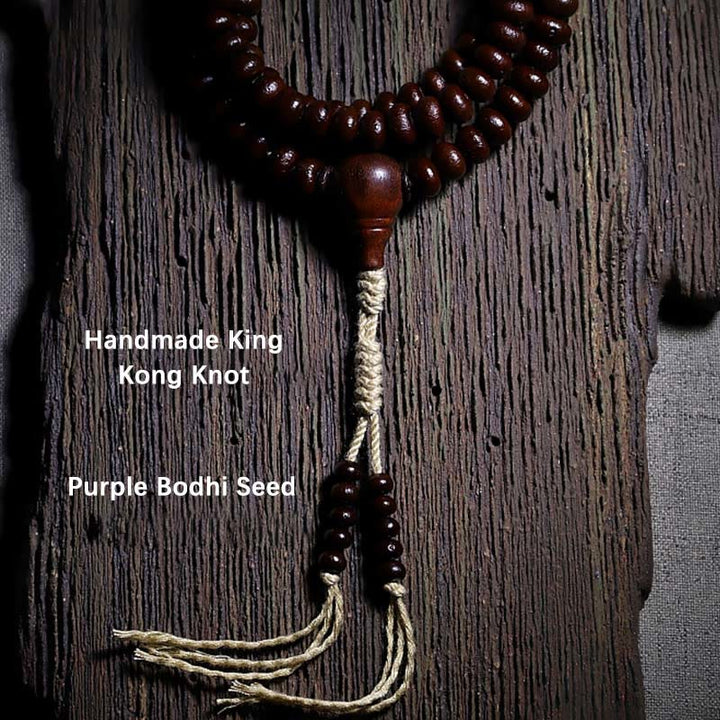 Buddha Stones naturales del Tíbet 108 cuentas de Mala semilla de Bodhi púrpura cuentas Dzi de tres ojos pulsera de armonía Dorje de cobre