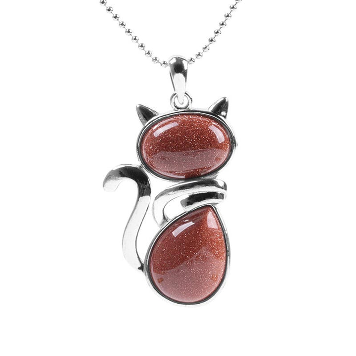 Colgante de collar de protección de cristal natural con patrón de gato de Buddha Stones - image 18