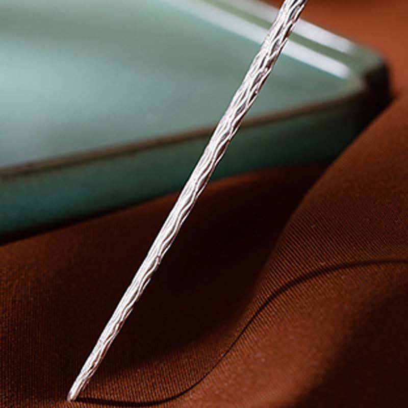Horquilla de bendición de flor de jade blanco hetiano de plata de ley 925