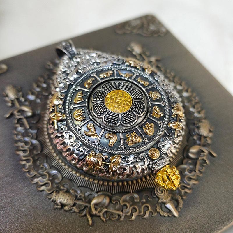 Buddha Stones del zodiaco chino, Buda Natal Thangka, nueve palacios, ocho diagramas, colgante de collar giratorio de riqueza - image 3