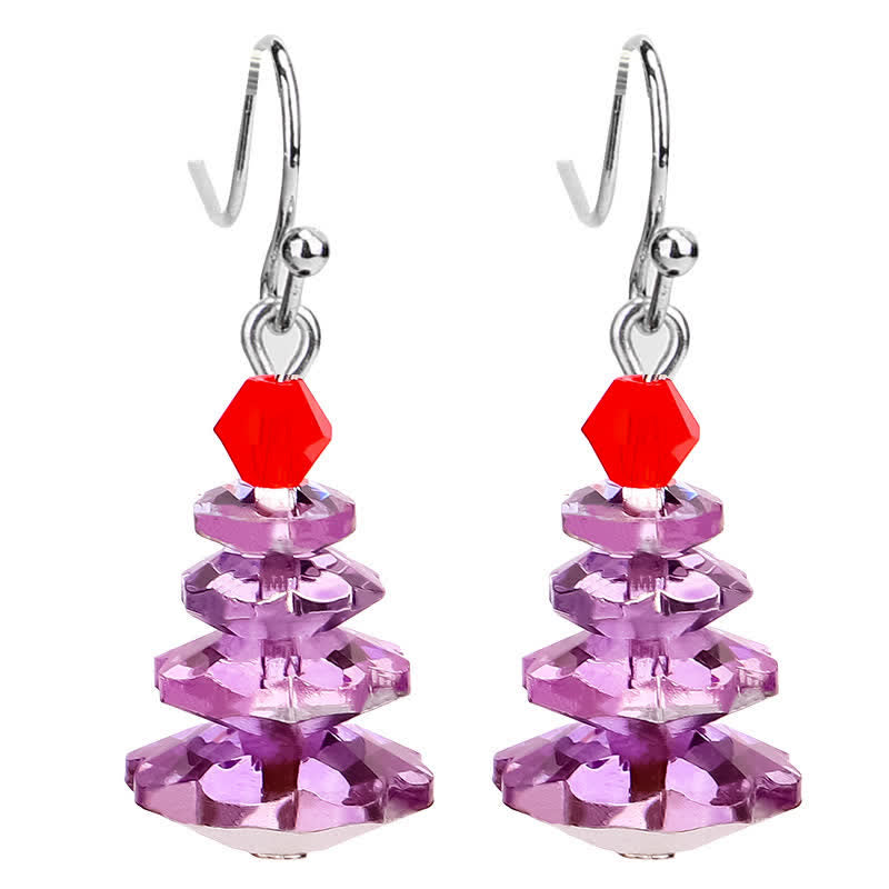 Pendientes colgantes curativos de paz con amatista y árbol de Navidad con varios cristales