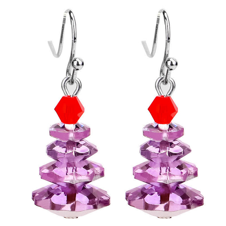 Pendientes colgantes curativos de paz con amatista y árbol de Navidad con varios cristales