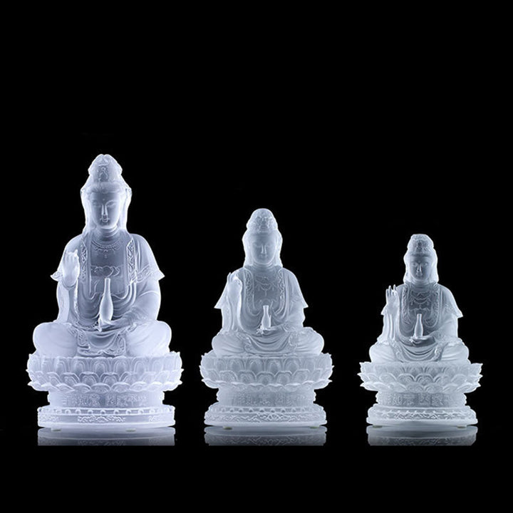 Buddha Stones Kwan Yin Avalokitesvara, estatuilla hecha a mano, pieza de arte de cristal Liuli, estatua de riqueza, decoración para el hogar - image 12