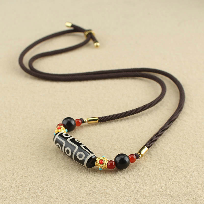 Colgante de collar de cadena con Buddha Stones tibetanas de nueve ojos Dzi, protección de cuentas, bendiciones - image 2
