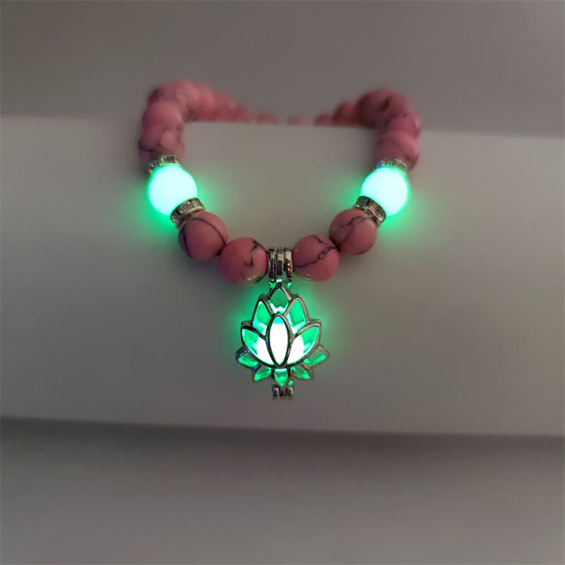 Pulsera de protección de loto con cuentas luminosas de piedra brillante turquesa tibetana de Buddha Stones