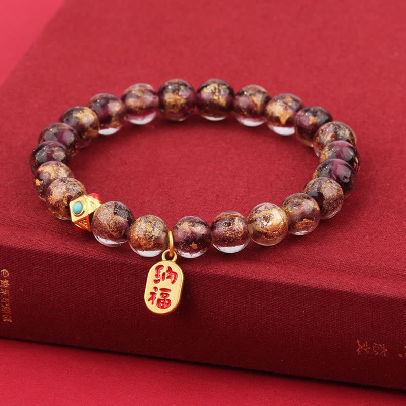 Buddha Stones, incienso tibetano, ceniza, Liuli, cuentas de cristal, Lucky Fortune Fu, pulsera con dijes de personaje
