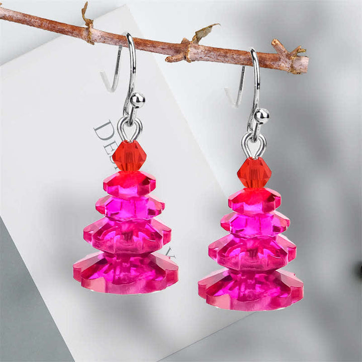 Pendientes colgantes curativos de paz con amatista y árbol de Navidad con varios cristales