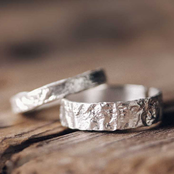 Anillo de pareja de bendición de diseño simple de plata de ley 925 - image 1