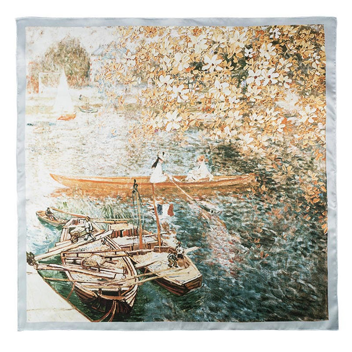 Bufanda de seda de morera 100% con pintura al óleo de jungla de Buddha Stones , bufanda de cuello de seda de doble cara de grado superior 6A - image 17