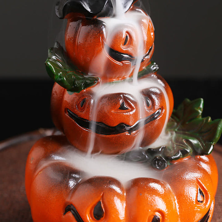 Quemador de incienso de fuente de humo de reflujo de resina fantasma de calabazas de Halloween Decoración