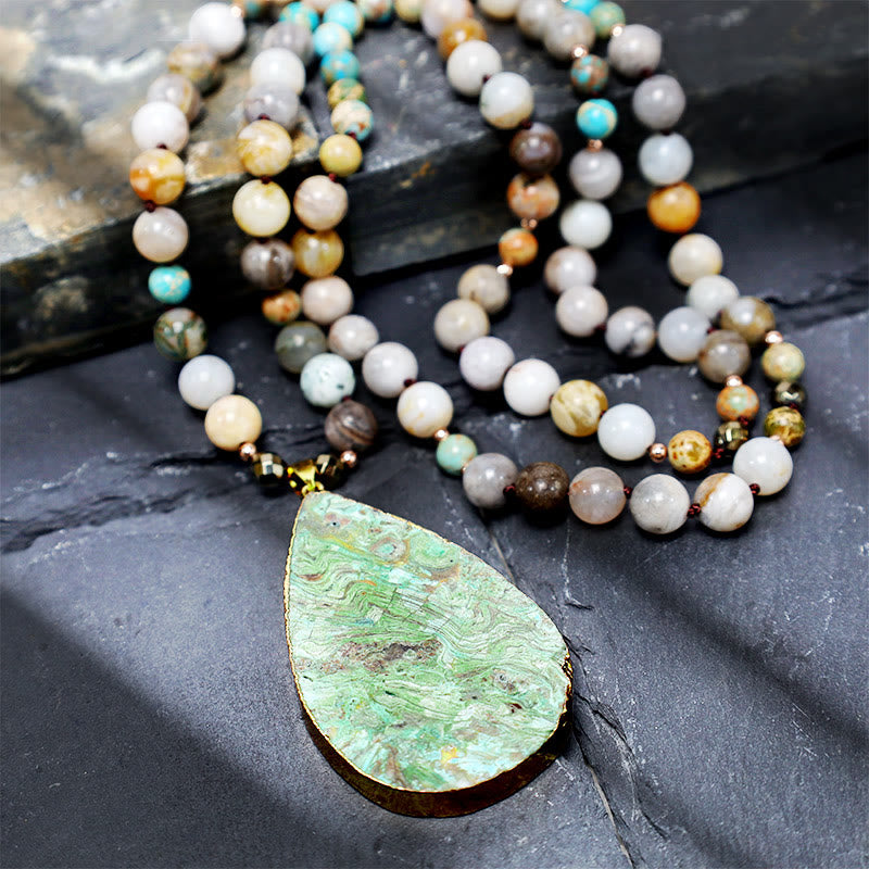 Collar curativo con cuentas de jaspe Picasso del océano natural de Buddha Stones