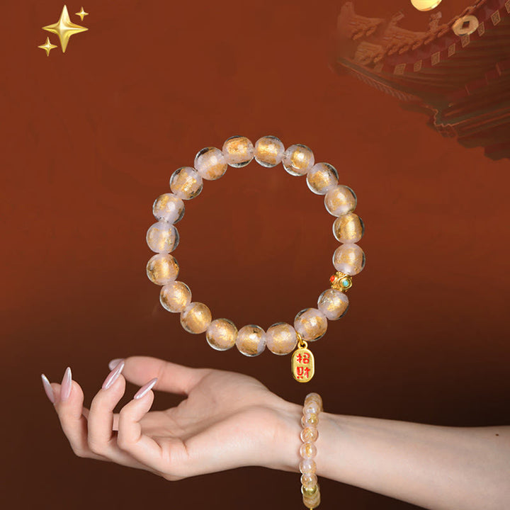 Buddha Stones, incienso tibetano, ceniza, Liuli, cuentas de cristal, Lucky Fortune Fu, pulsera con dijes de personaje