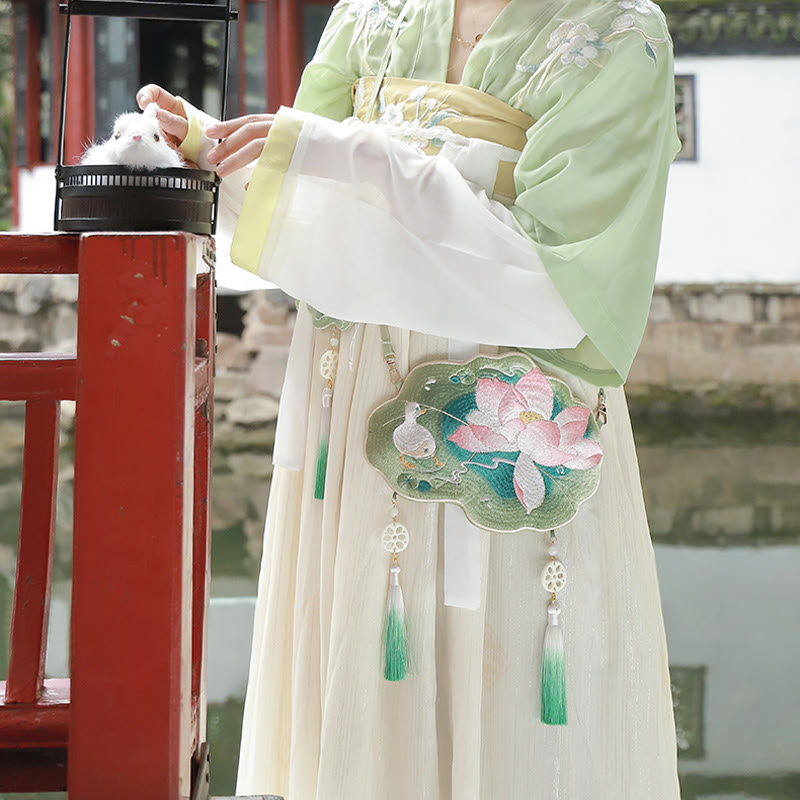 Buddha Stones suerte bordado loto Koi pez conejo flor Hanfu bolso bandolera bolso de hombro - image 11