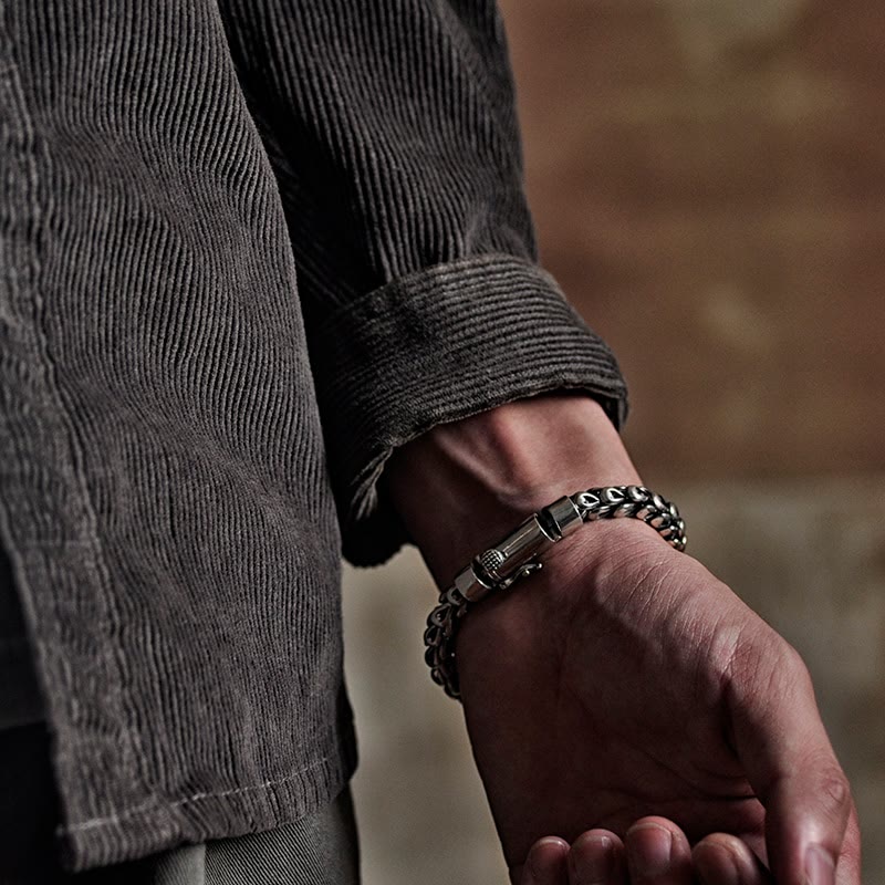 Pulsera de fuerza de éxito con patrón de escala de dragón retro de Buddha Stones