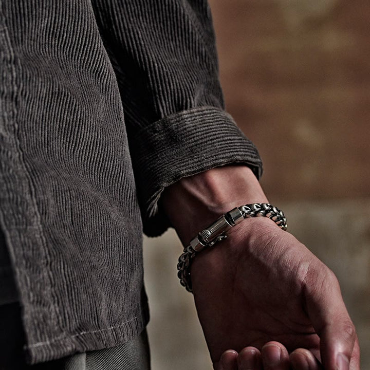 Pulsera de fuerza de éxito con patrón de escala de dragón retro de Buddha Stones