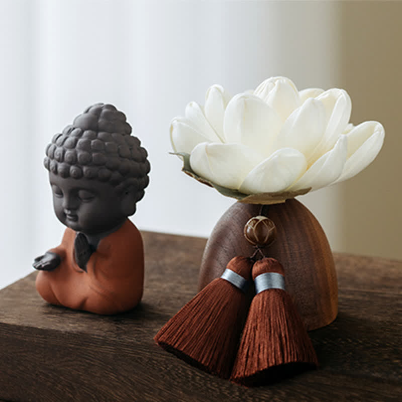 Decoraciones de cura calmante de flor de Buda de madera de melocotón negro - image 2