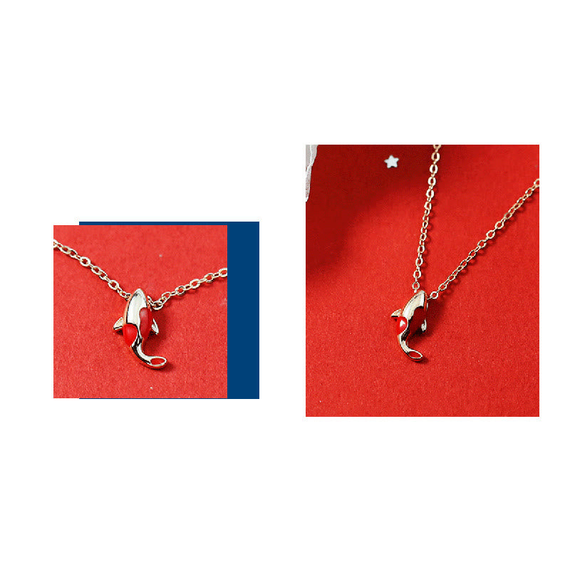 Juego de pendientes y pulsera de cuerda roja con colgante de collar de pez Koi de cobre con Buddha Stones