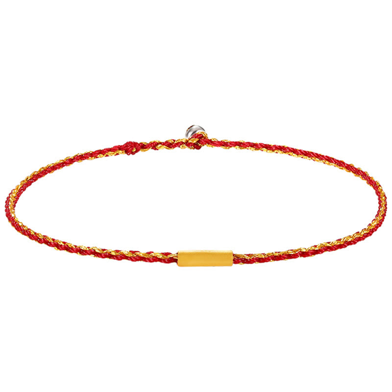 Pulsera de protección trenzada con nudos de deseos de cuatro hilos hecha a mano con cuentas de oro 999 de Buddha Stones